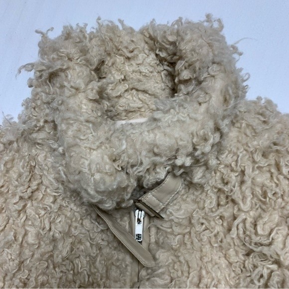Bohemian Shaggy Boho Gypsy Festival Forever 21 Fuzzy Beige Faux Fur Coat Jacket - Picture 3 of 8